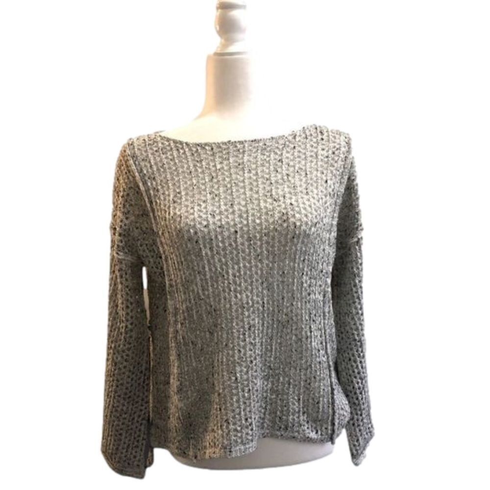 POL Open Mesh Crochet Sweater BLK/lightGrey